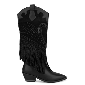 Bottes Plates Alma En Pena Fringed Boot Bleu Marine Femme | ZLC-19055939